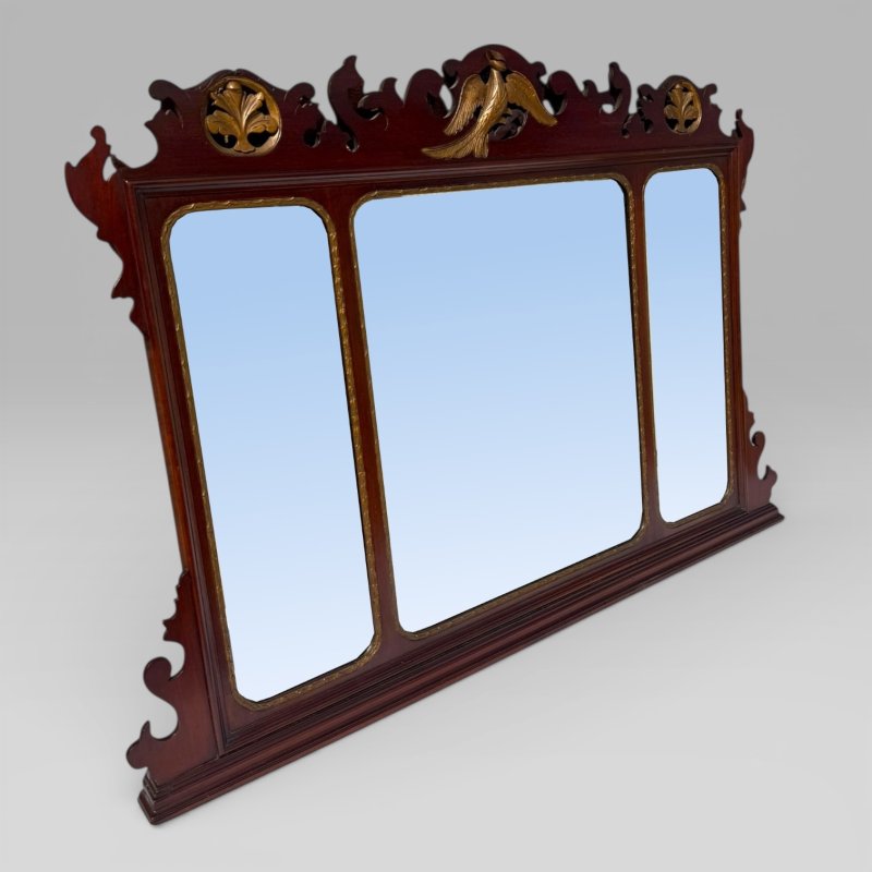 Antique 19th Century Chippendale Style Carved Mahogany & Gilt Wall Mirror - Image 2